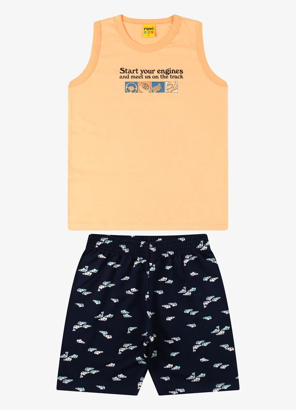 Rovi Kids - Conjunto Machão com Bermuda Masculino Laranja 6