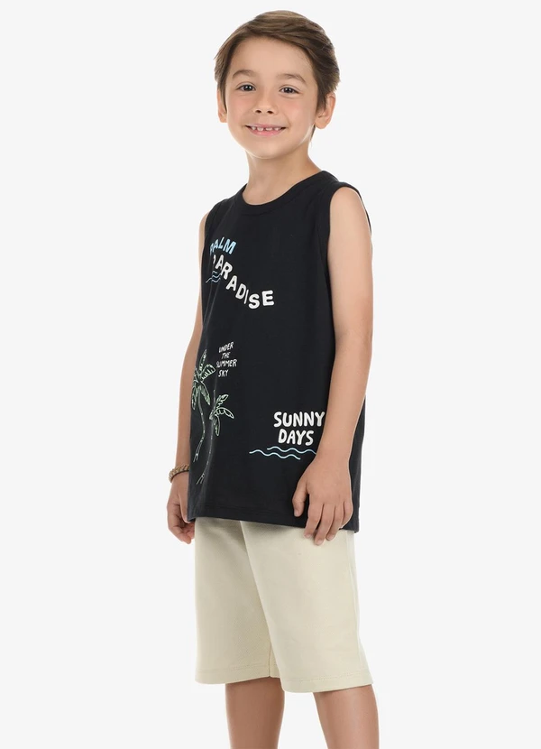 Rovi Kids - Conjunto Machão com Bermuda Masculino Preto