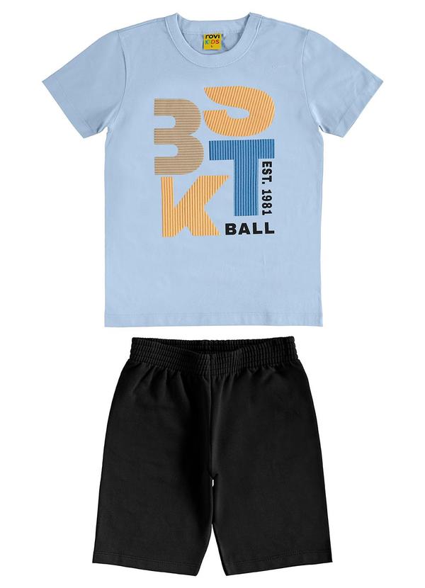Rovi Kids - Conjunto Machão com Bermuda Moletom Azul