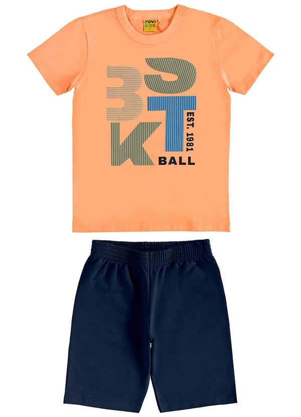 Rovi Kids - Conjunto Machão com Bermuda Moletom Laranja 1