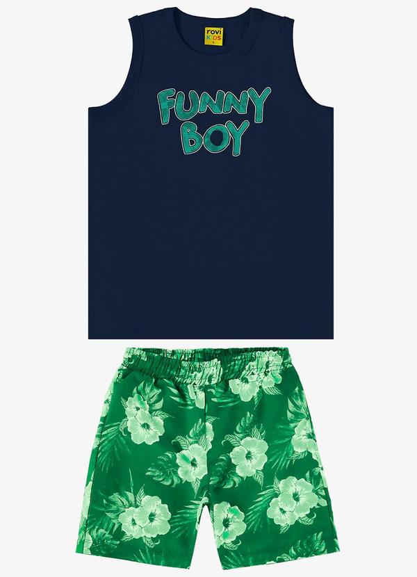 Rovi Kids - Conjunto Machão com Bermuda Azul