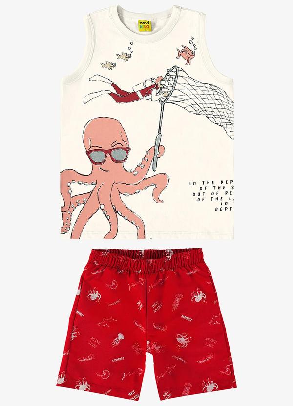 Rovi Kids - Conjunto Machão com Bermuda Bege
