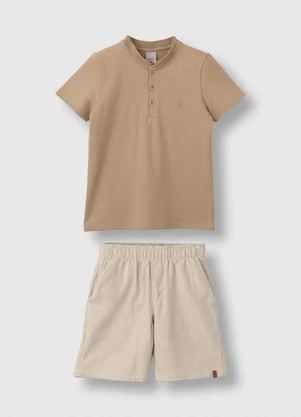 Carinhoso - Conjunto Maquinetado com Bordado Taupe - CARINHOSO