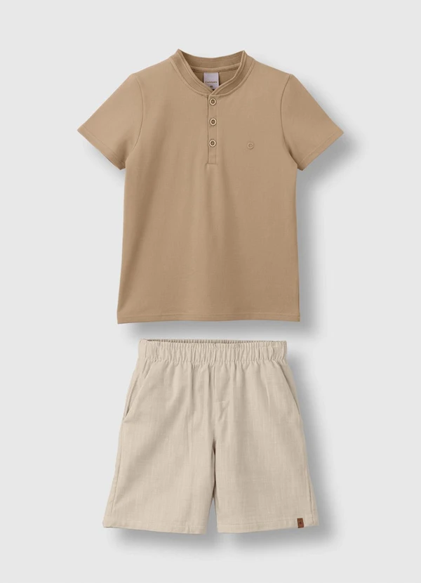 Carinhoso - Conjunto Maquinetado com Bordado Taupe