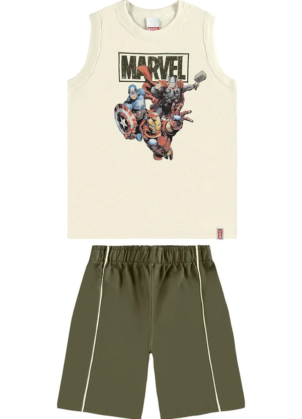 Malwee Kids - Conjunto Marvel em Moletinho Off White