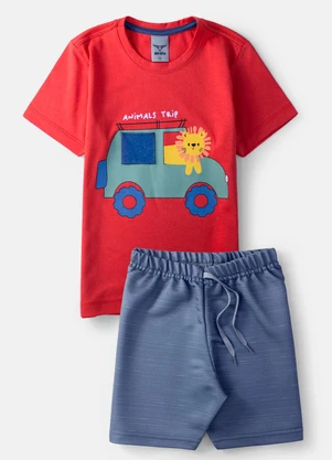 Keki Boys - Conjunto Masculino Animals Trip Vermelho - KEKI BOYS