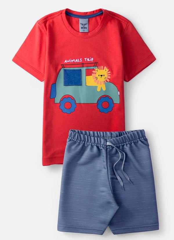 Keki Boys - Conjunto Masculino Animals Trip Vermelho