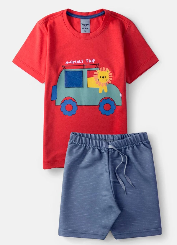 Keki Boys - Conjunto Masculino Animals Trip Vermelho