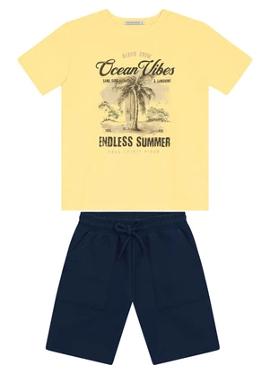 Trick Nick - Conjunto Masculino Camiseta com Bermuda Amarelo - TRICK NICK