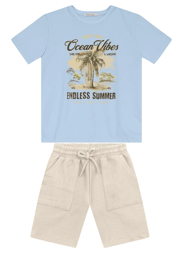 Trick Nick - Conjunto Masculino Camiseta com Bermuda Azul