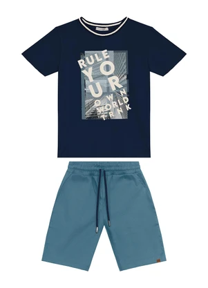 Trick Nick - Conjunto Masculino Camiseta com Bermuda Azul - TRICK NICK