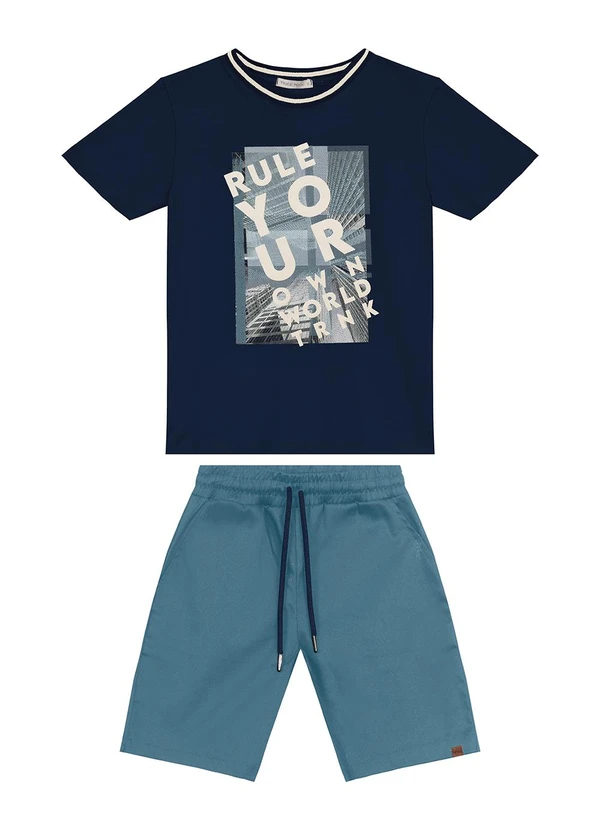 Trick Nick - Conjunto Masculino Camiseta com Bermuda Azul