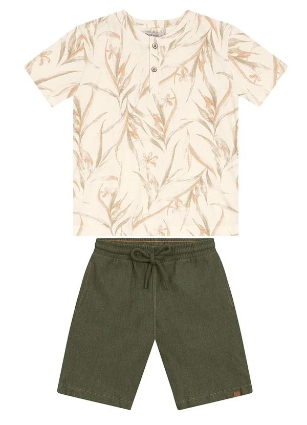 Trick Nick - Conjunto Masculino Camiseta com Bermuda Bege 2