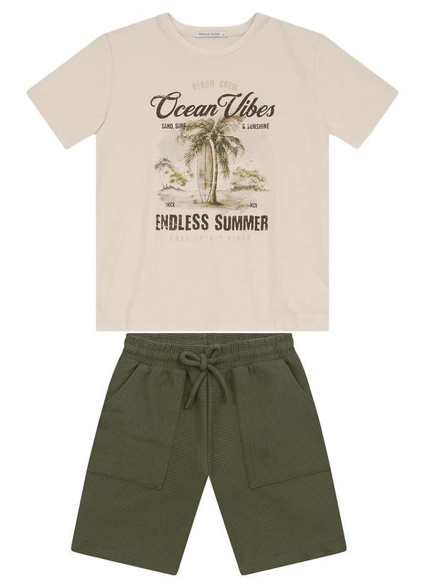 Trick Nick - Conjunto Masculino Camiseta com Bermuda Bege 2