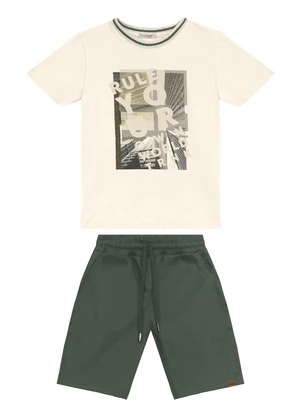 Trick Nick - Conjunto Masculino Camiseta com Bermuda Bege - TRICK NICK