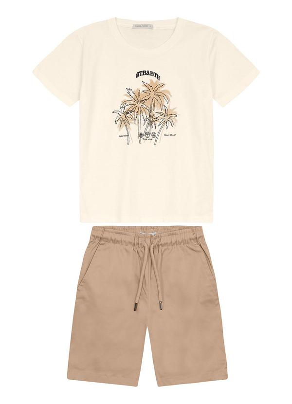 Trick Nick - Conjunto Masculino Camiseta com Bermuda Bege 2