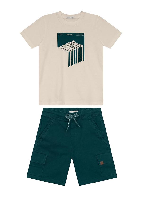 Trick Nick - Conjunto Masculino Camiseta com Bermuda Bege