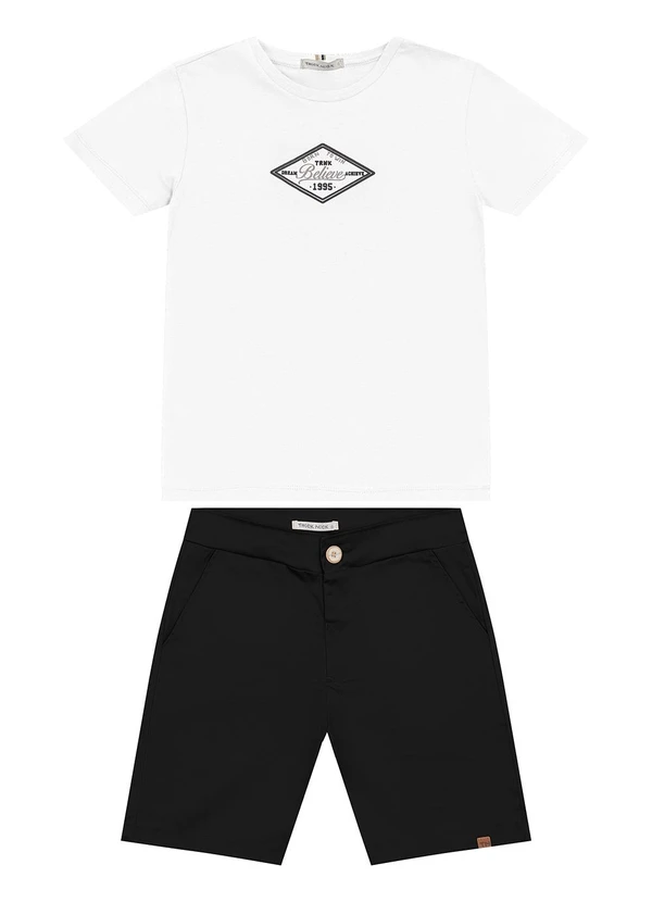 Trick Nick - Conjunto Masculino Camiseta com Bermuda Branco