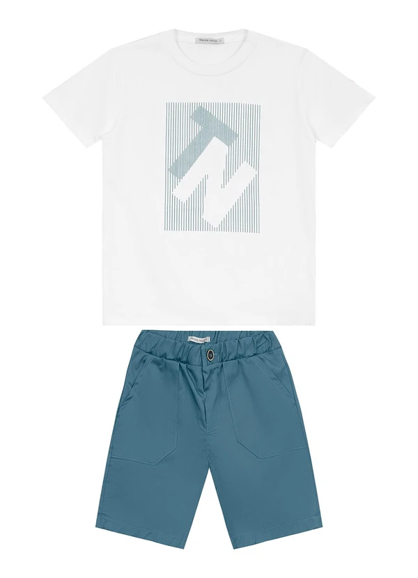 Trick Nick - Conjunto Masculino Camiseta com Bermuda Branco 2