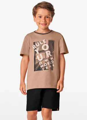 Trick Nick - Conjunto Masculino Camiseta com Bermuda Marrom - TRICK NICK