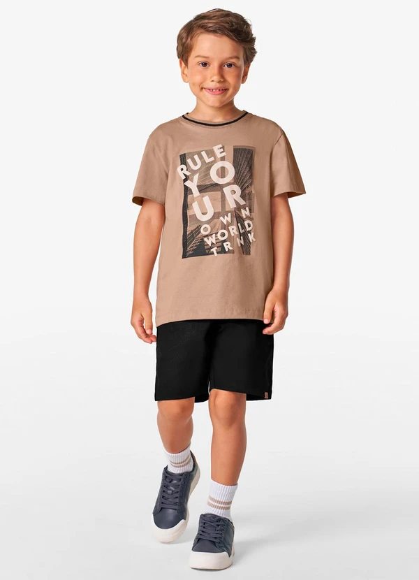 Trick Nick - Conjunto Masculino Camiseta com Bermuda Marrom 3