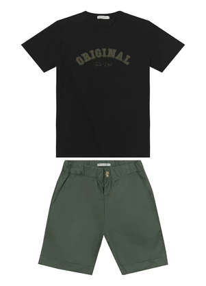 Trick Nick - Conjunto Masculino Camiseta com Bermuda Preto - TRICK NICK