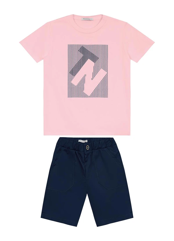 Trick Nick - Conjunto Masculino Camiseta com Bermuda Rosa 1