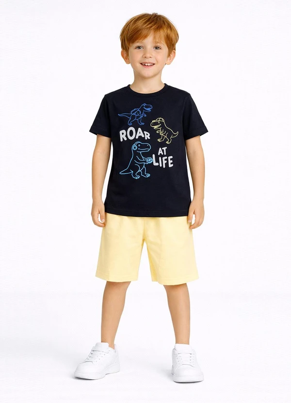 Select - Conjunto Masculino Camiseta e Bermuda Amarelo