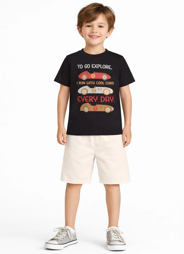 Select - Conjunto Masculino Camiseta e Bermuda Bege