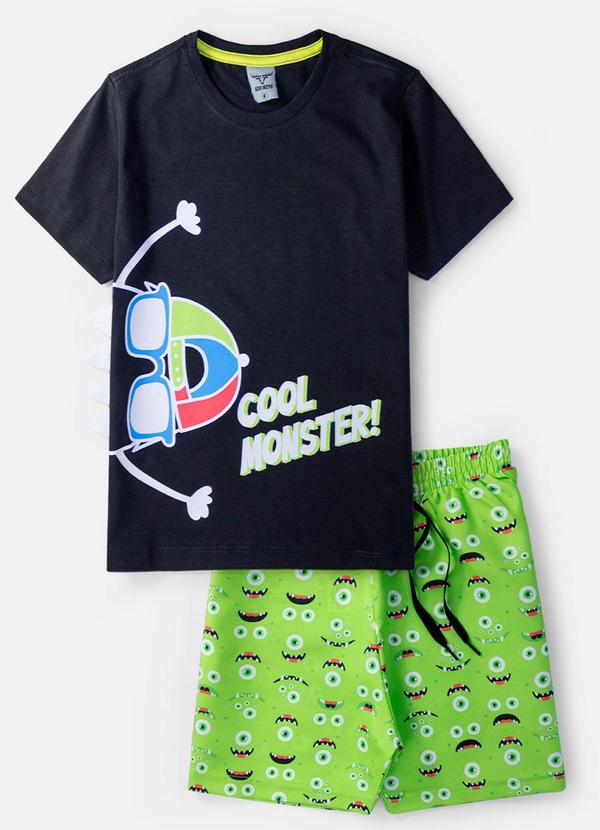Keki Boys - Conjunto Masculino Cool Monster Preto