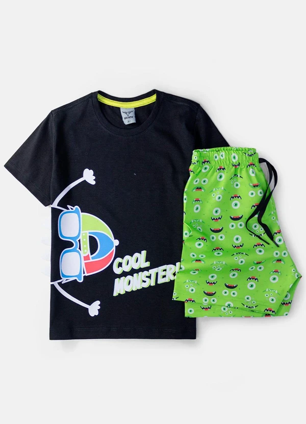 Keki Boys - Conjunto Masculino Cool Monster Preto 2