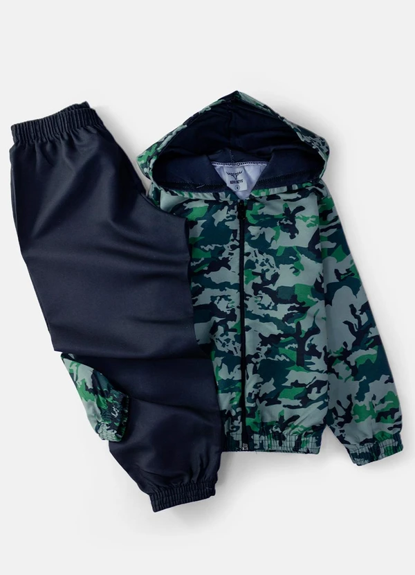 Keki Boys - Conjunto Masculino Corta Vento Camuflado Verde 2