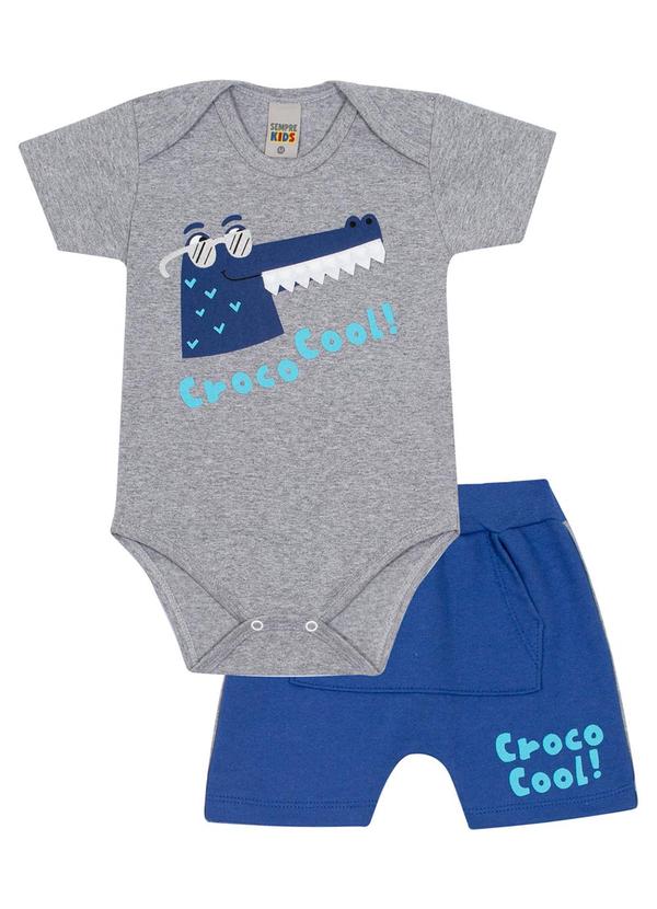 Sempre Kids - Conjunto Masculino Cotton/Moletinho Mescla Medio