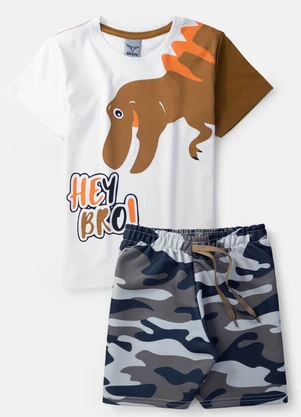 Keki Boys - Conjunto Masculino Dino Hey Bro Off White - KEKI BOYS