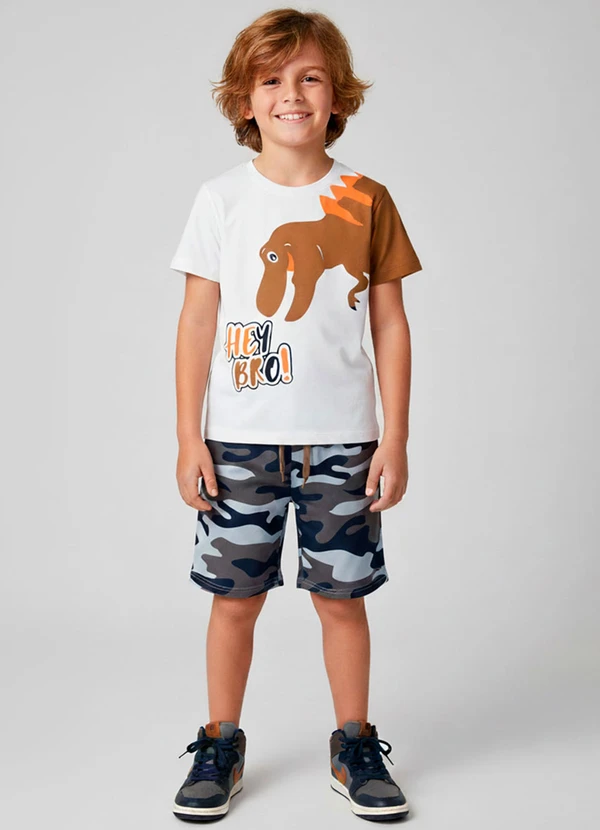 Keki Boys - Conjunto Masculino Dino Hey Bro Off White