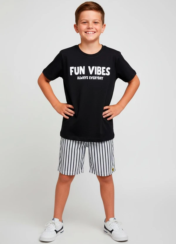 Keki Boys - Conjunto Masculino Fun Vibes Always Preto