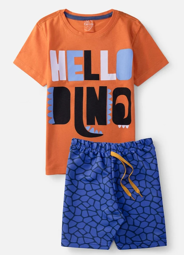 Keki Boys - Conjunto Masculino Hello Dino Laranja 2