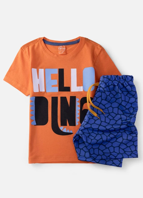 Keki Boys - Conjunto Masculino Hello Dino Laranja 3