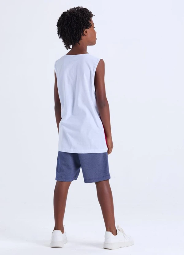 Vida Costeira - Conjunto Masculino Infantil de Verão Regata Tricolor Branco 2