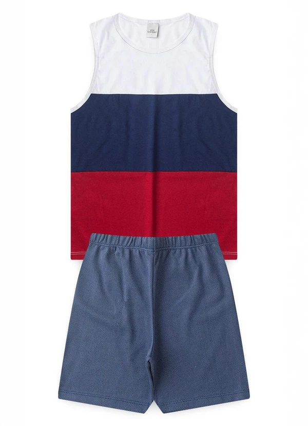 Vida Costeira - Conjunto Masculino Infantil de Verão Regata Tricolor Branco 3