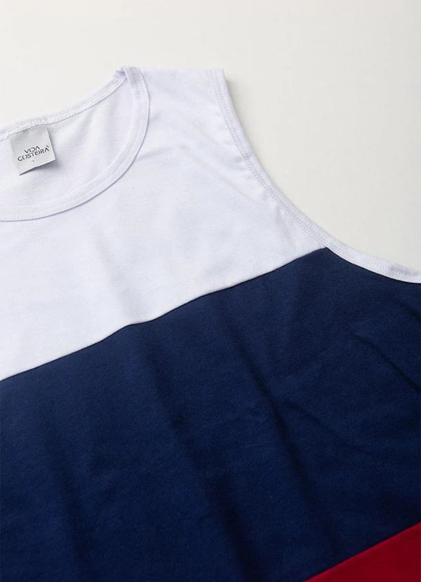 Vida Costeira - Conjunto Masculino Infantil de Verão Regata Tricolor Branco 5