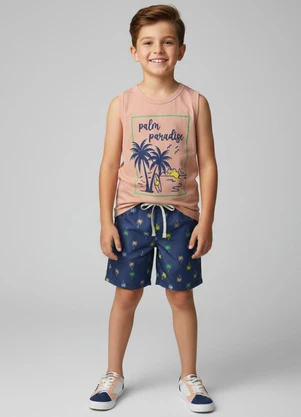 Keki Boys - Conjunto Masculino Palm Paradise Papaya - KEKI BOYS