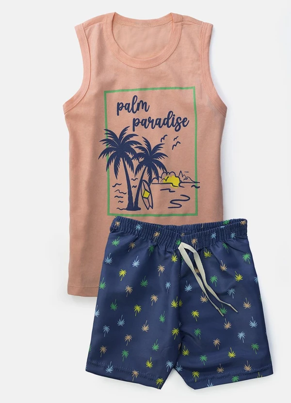 Keki Boys - Conjunto Masculino Palm Paradise Papaya 2