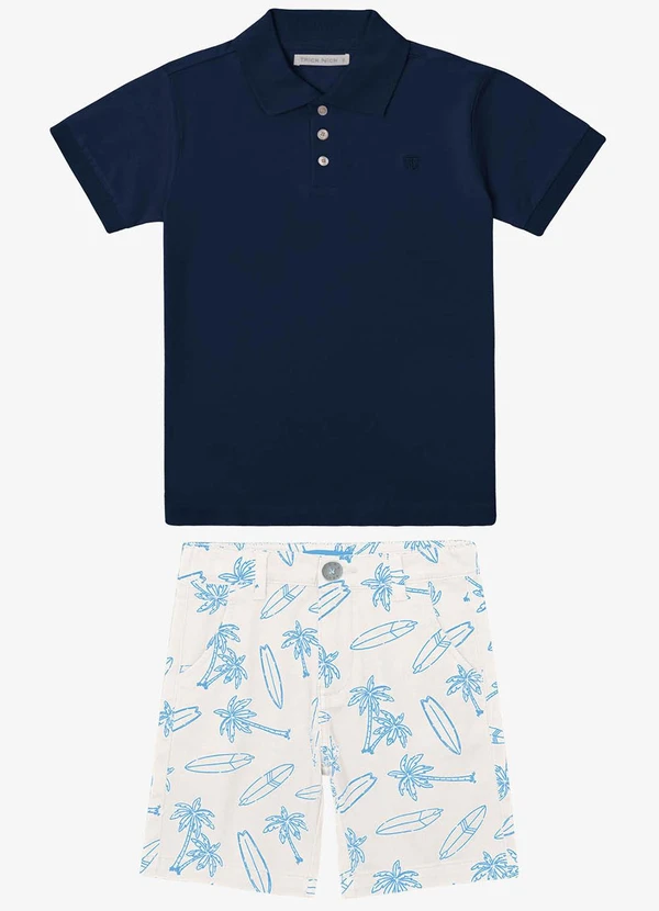 Trick Nick - Conjunto Masculino Polo com Bermuda Azul