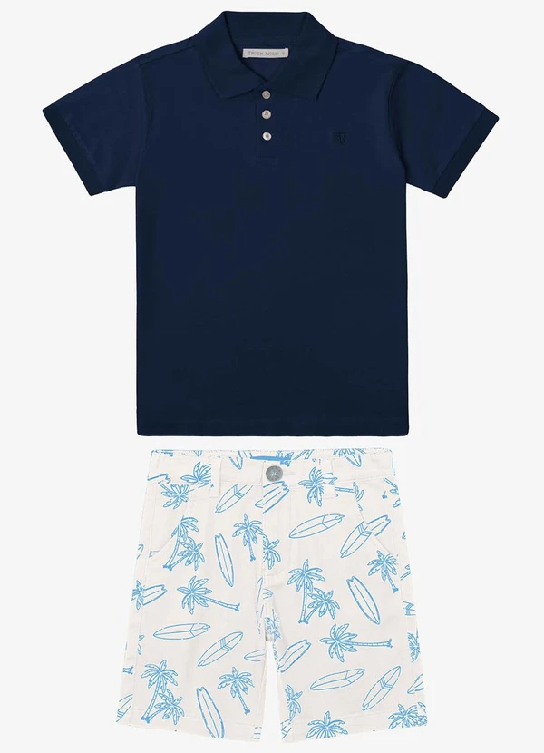 Trick Nick - Conjunto Masculino Polo com Bermuda Azul