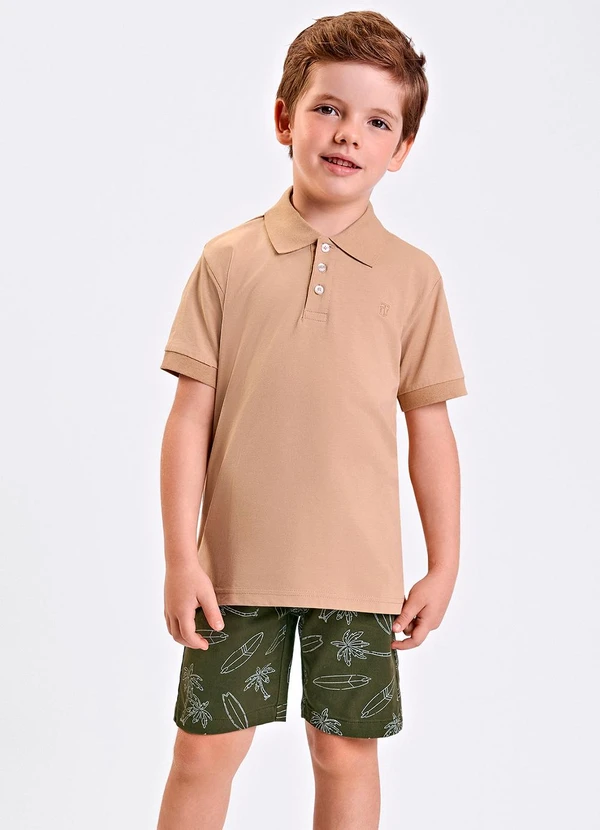 Trick Nick - Conjunto Masculino Polo com Bermuda Marrom
