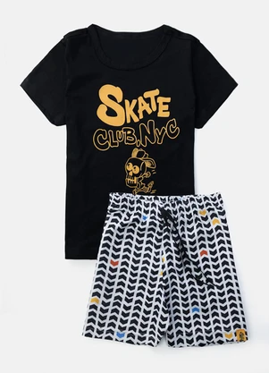 Keki Boys - Conjunto Masculino Skate Club Preto - KEKI BOYS