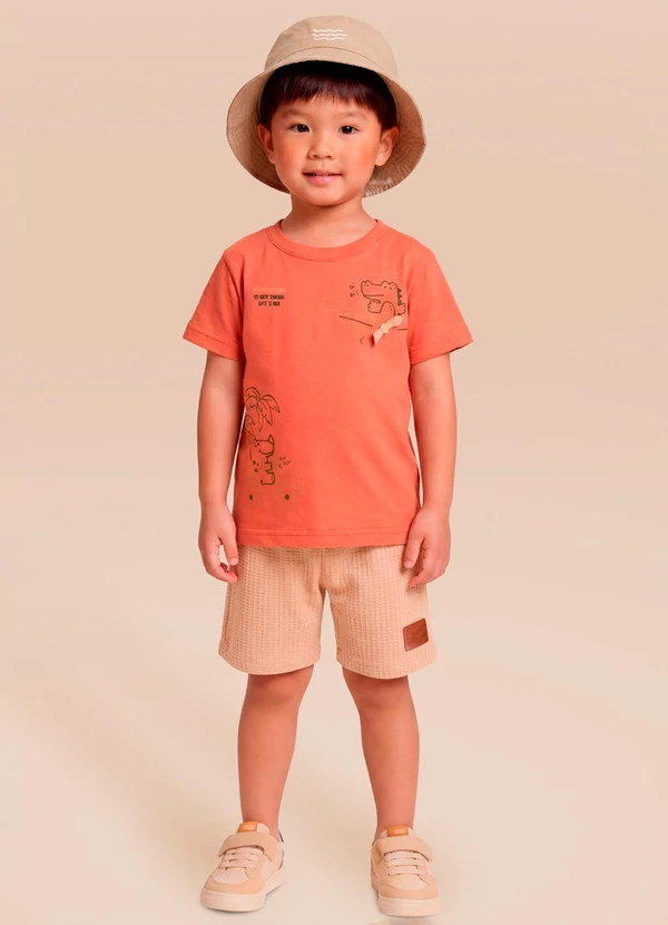 Brandili - Conjunto Meia Malha de Safari Laranja
