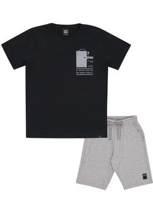 Pulla Bulla - Conjunto Meia Malha Preto - PULLA BULLA