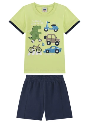 Marlan - Conjunto Meia Malha Puff e Moletinho Menino Verde - MARLAN